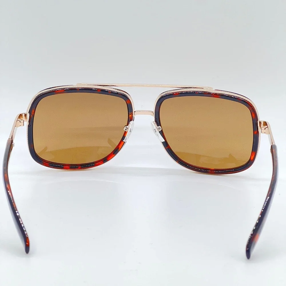 Vintage Metal Frame Eyewear Male Sunglasses Retro Gold Men Retangle Shades UV400